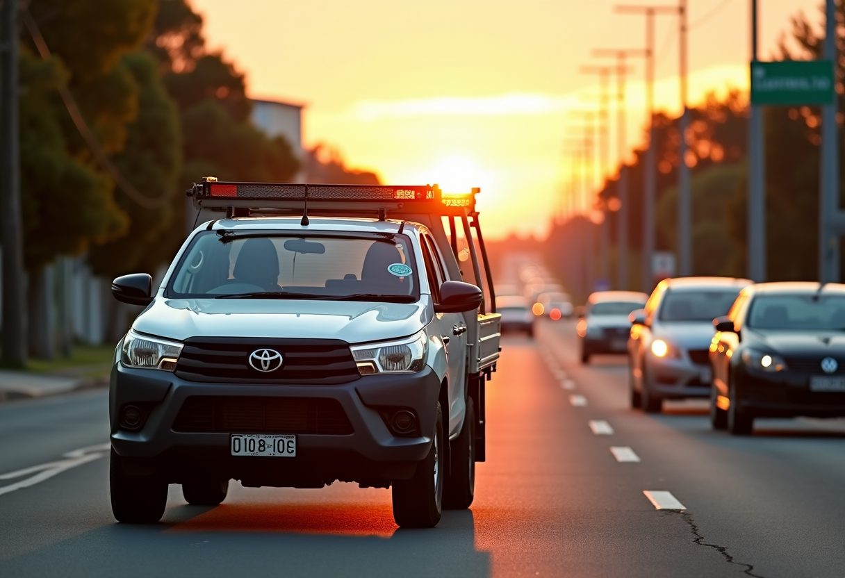 Locksmith ute loaded with tools at sunrise — Putney